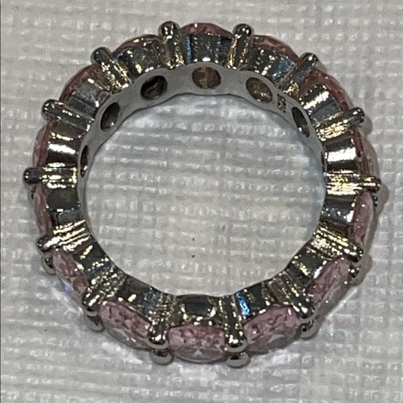 925 Sterling Silver Pink Diamond Ring Size 7 - Picture 4 of 4